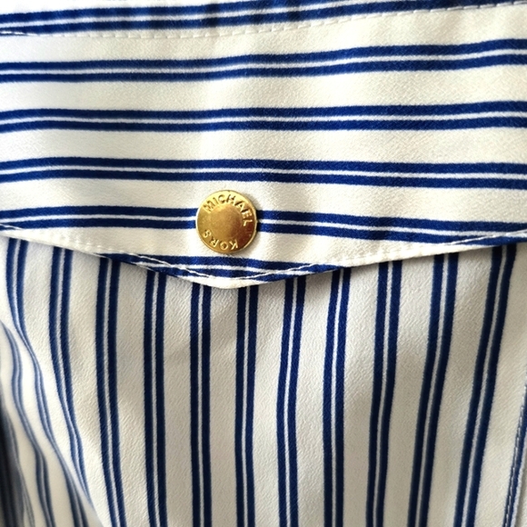 Michael Kors stripe, zip front top/shirt.  Blue and white. Size small. - Picture 11 of 16